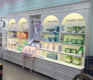 Pink Beauty Shop Makeup Display Cabinet Shelf For Cosmetics 900*350*2200mm